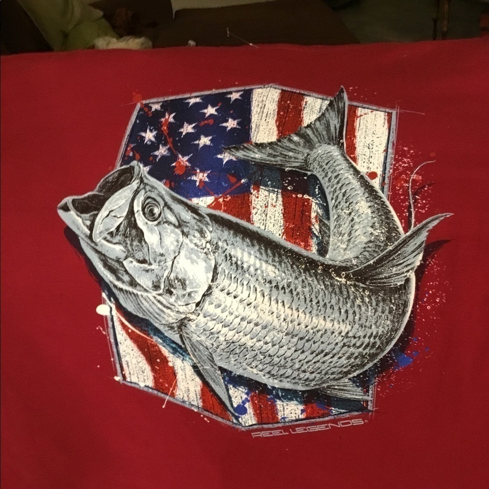 REEL LEGENDS RED FISHING T SHIRT - Picture 5 of 9